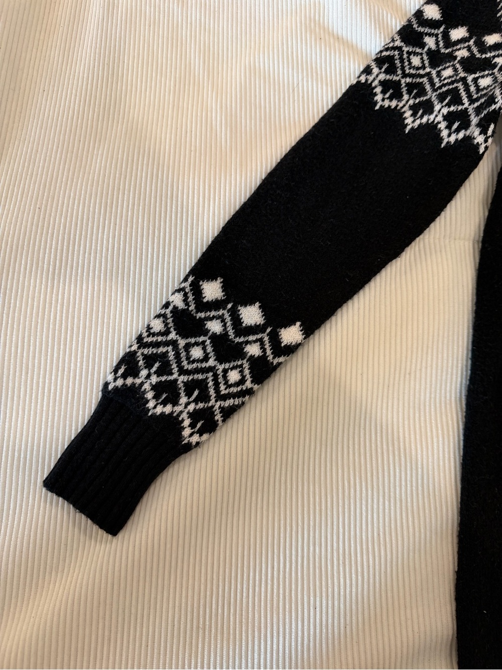 LOFT Petite Fair Isle Sweater Dress Black White Mock Neck Long Sleeve SP - Picture 4 of 7